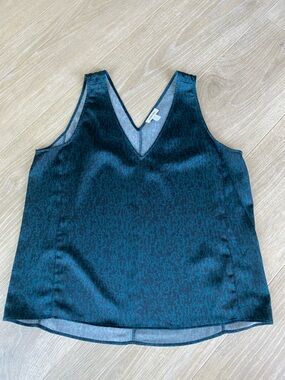 Nordstrom Teal Printed Sleeveless Blouse Tank Size XL